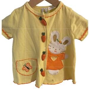Sesame Street Bunny Carrot Buttons Short Sleeve Jacket Sweater Yellow/Orange 24m